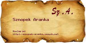 Sznopek Aranka névjegykártya